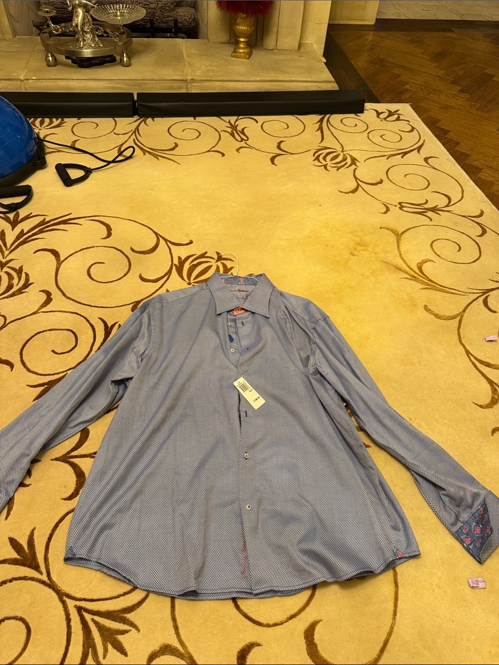 Robert Graham Light Blue Micro-Print Dress Shirt